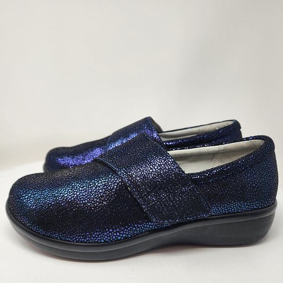 Alegria Lauryn Comfort Loafer Women EU38/US8-8.5 Wide Metallic Blue Leather - Picture 5 of 14